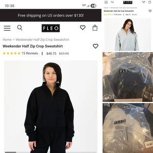 Fleo Black Zip-Up Crop Sweatshirt